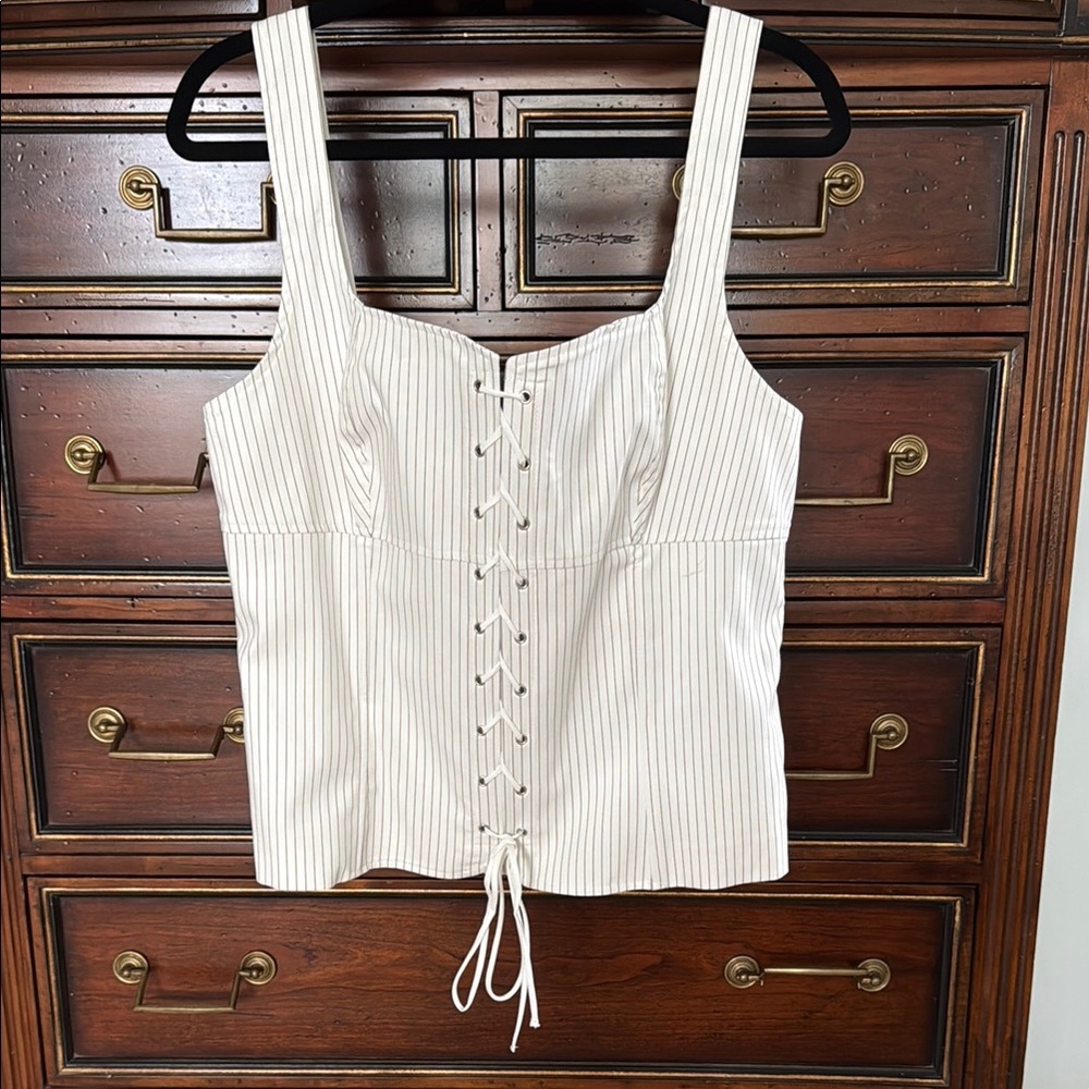 Zara Cream Tie Front Crop Tank Top